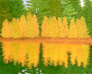 Larch 2021 casein on panel 16x20